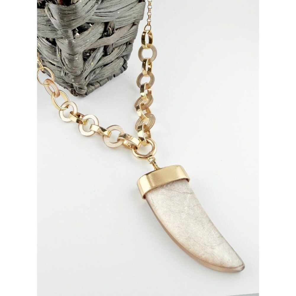 Chico's Gold Tone & Resin Faux Horn Statement Necklace